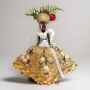 Vintage Handmade Souvenir Doll Aruba Caribbean Straw Blinky Moveable Eyelids